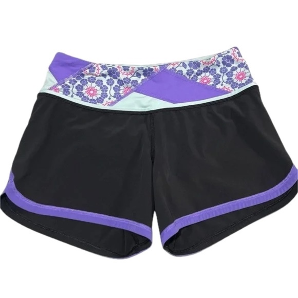 LULULEMON | Groovy Run Short Black / Quilt Summer13 5 / Power Purple. In Sz 2 - Picture 4 of 6